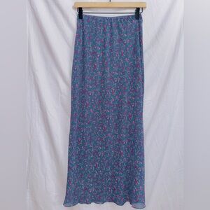 Wild Fable Blue Floral Print High Waisted A-line midi Slip Skirt size XS
